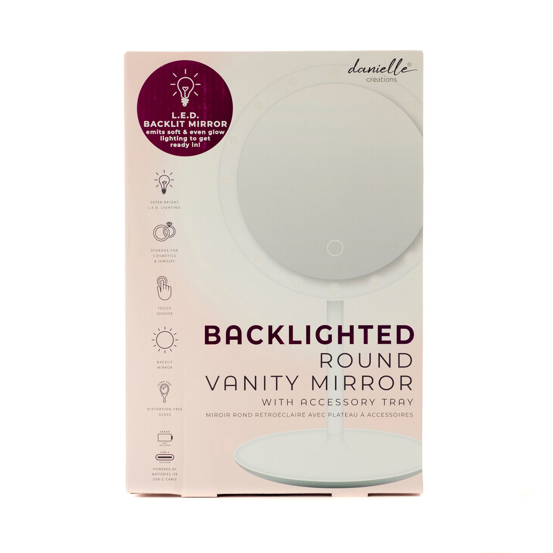 Danielle Creations Round Backlit Tabletop Vanity Mirror White