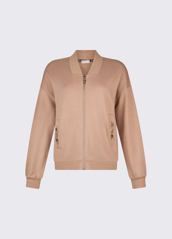 Felpa con zip e dettagli chain