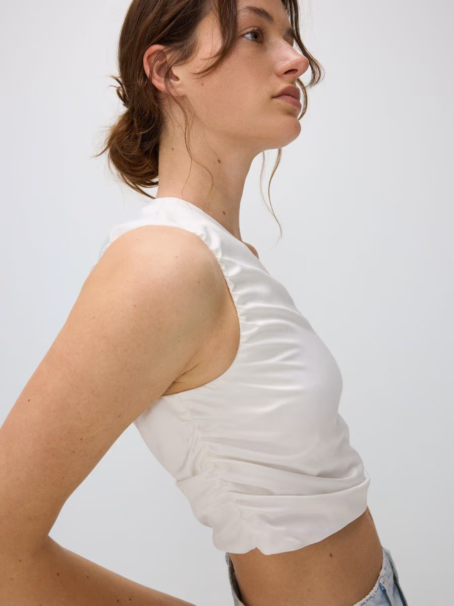 Asymmetric Blouse With Drape Detail