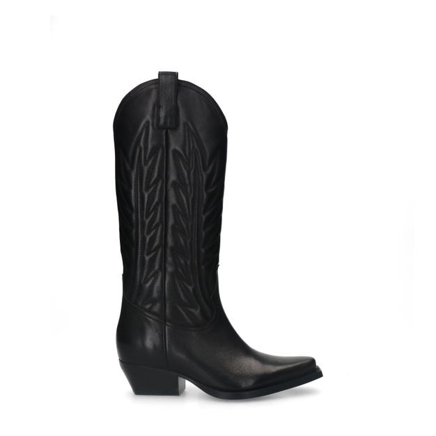 Zwarte leren cowboylaarzen