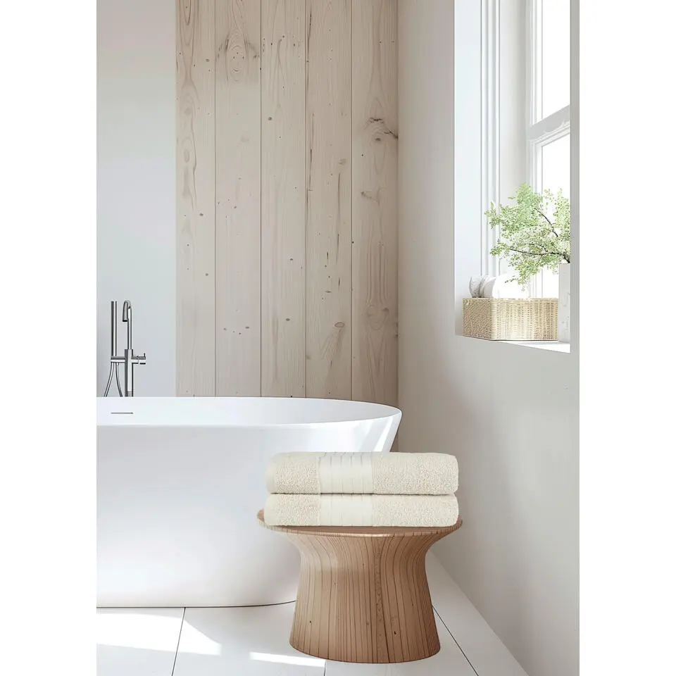 Good Morning uni handdoek effen kleur - Handdoekenset 2 - Zand - Badstof