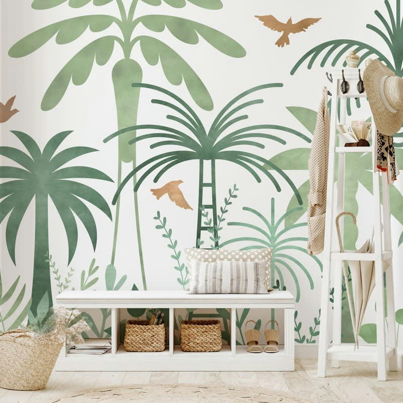 ASSOMADA - Papier Peint Panoramique L336xH270cm Vert Végétal