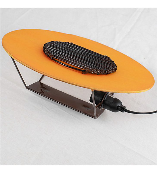 Applique murale ronde soie orange et bambou 1 lumière