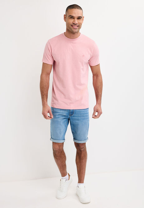 Mens Pink Cotton Blend T-Shirt