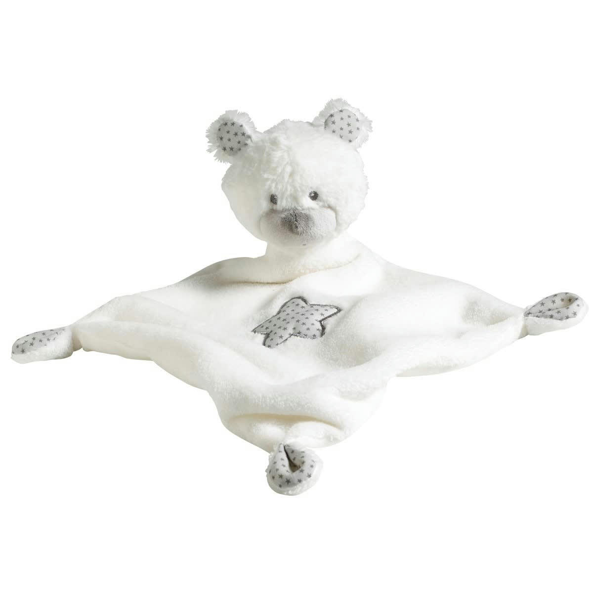 CELESTE - Doudou mouchoir Ours en velours blanc