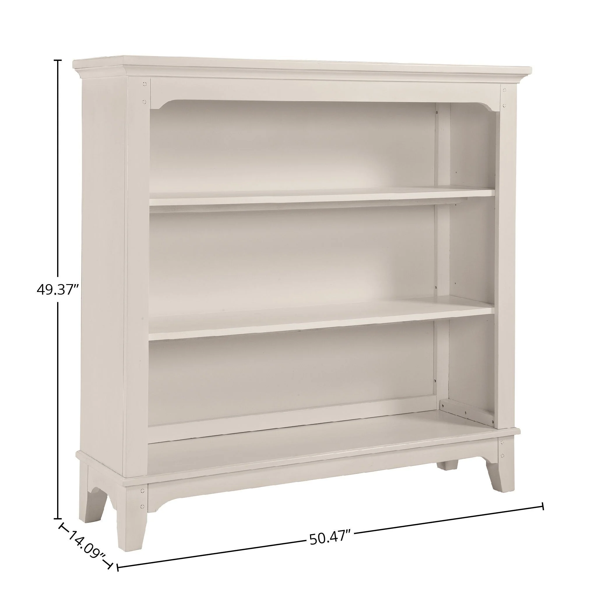 Taylor 50 Wide Farmhouse Wood Bookcase, Sea Shell White