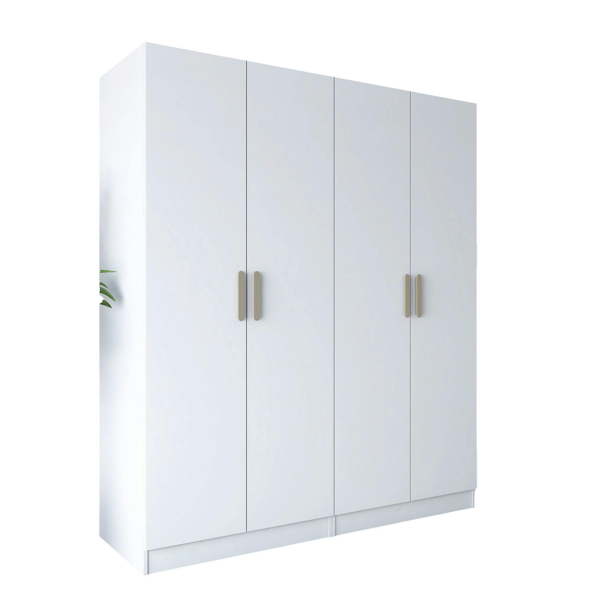 Armoire blanche 4 portes à poignées verticales BYRON