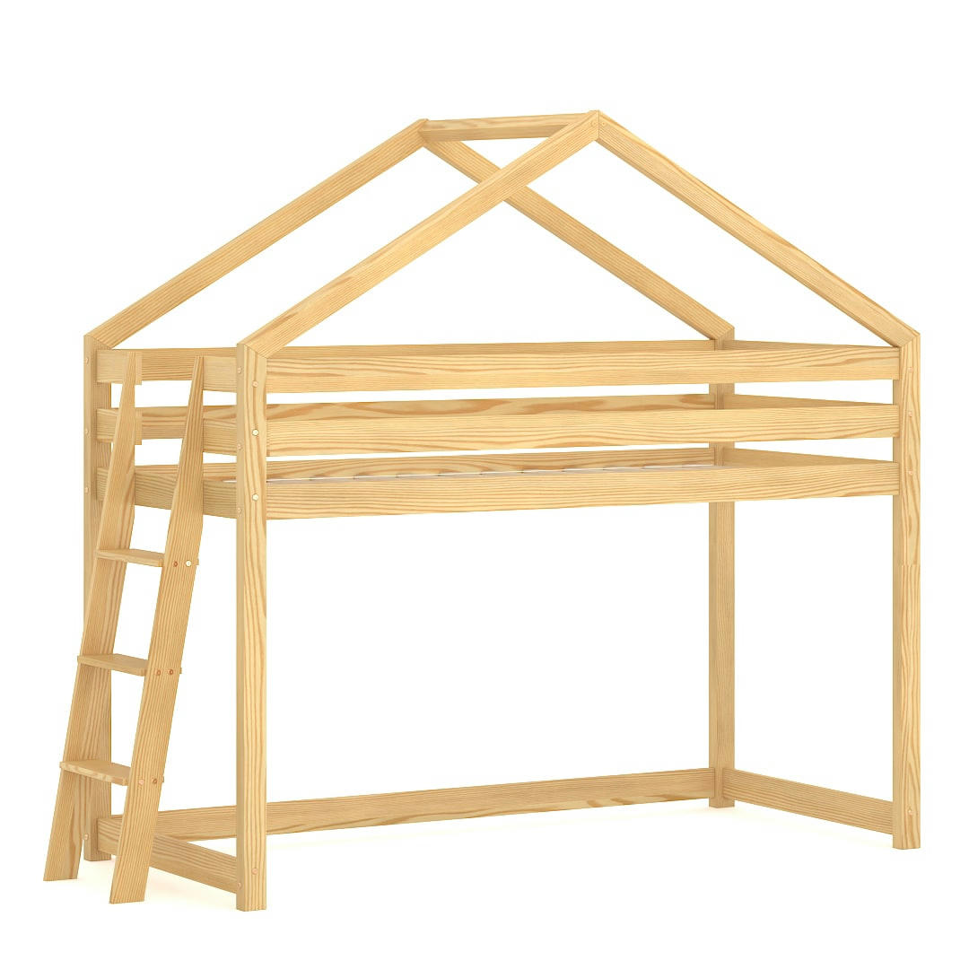 - Lit mezzanine en pin massif 190x80 naturel