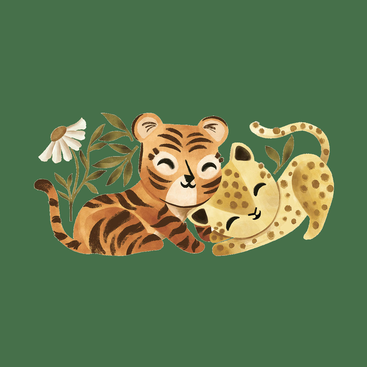 FELIDAE - Grand sticker jeu tigre et léopard en vinyle mat multicolore