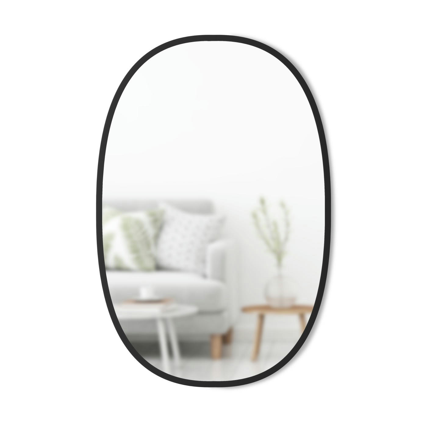 HUB - Miroir mural ovale Hub contour caoutchouc noir 91x61cm