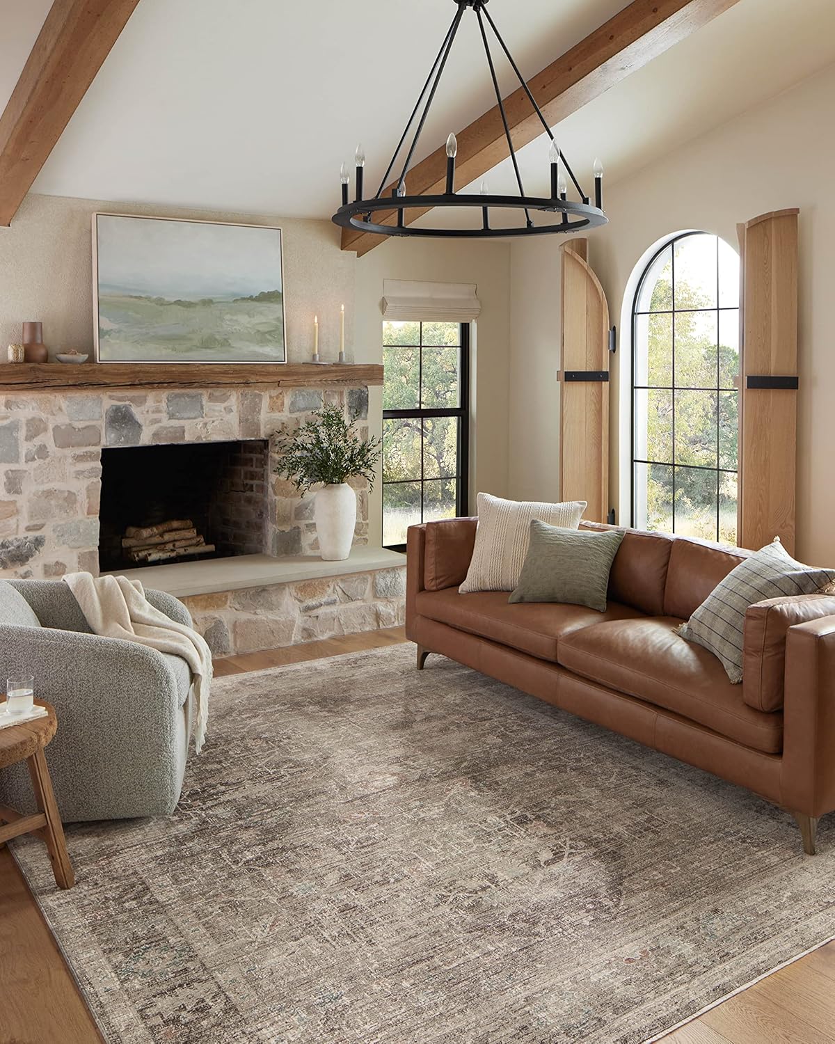 Loloi Magnolia Home by Joanna Gaines Millie Collection MIE-03 Charcoal/Dove 7'-10 x 10', .25 Pile Height, Area Rug