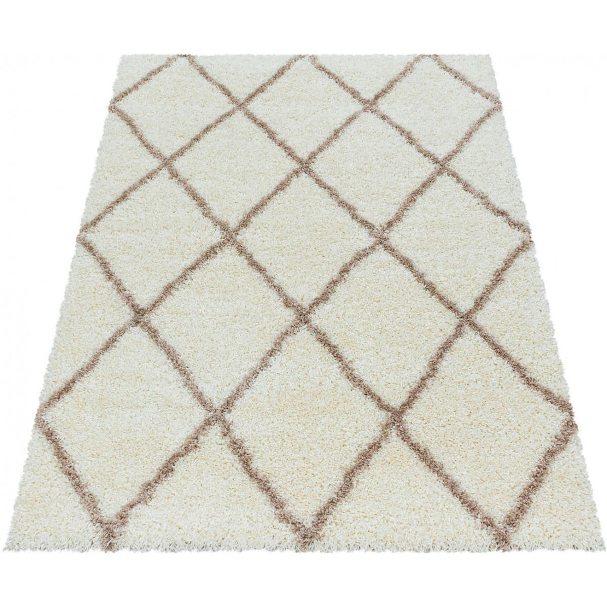 CHANTECLER - Tapis géométrique scandinave en polypropylène crème 80x250