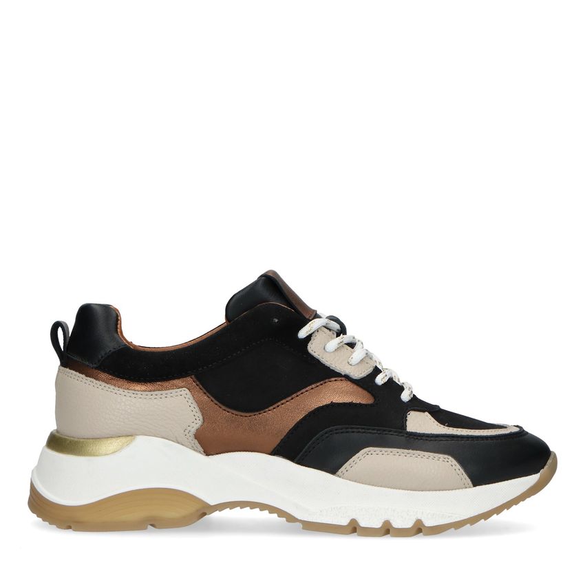 Manfield Zwarte leren sneakers