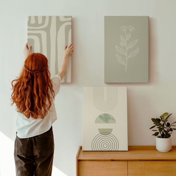 Obraz canvas 3 częściowy Zielone wzory | 3x40x60 | Wallfluent