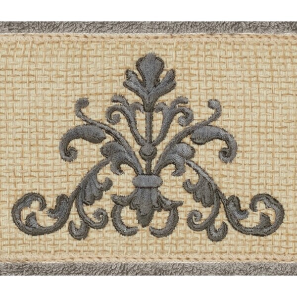 Authentic Hotel and Spa Grey Turkish Cotton Scrollwork Embroidered 8 piece Towel Set