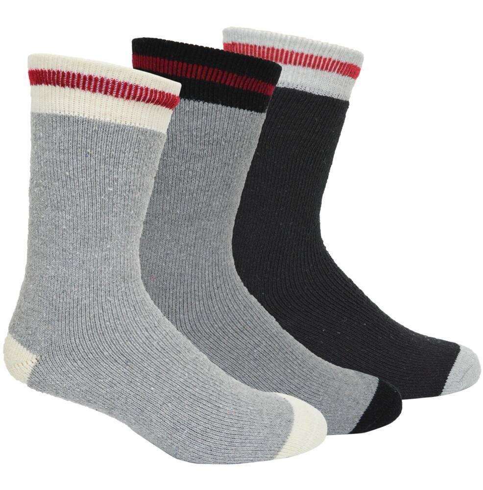 Timberline by Kodiak Men's Thermal Cotton-Blend Socks, Cushioned for Comfort, 3-pk, Grey