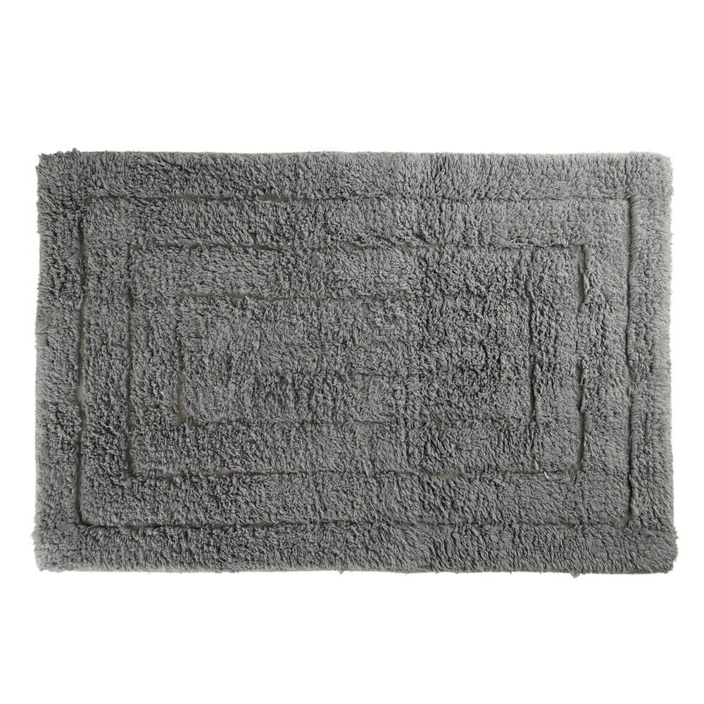 Tapis salle de bain rectangulaire coton gris 45x70cm