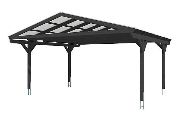 Carport SKAN HOLZ Westerwald 570x541, bois lamellé-collé, traitement coloré anthracite