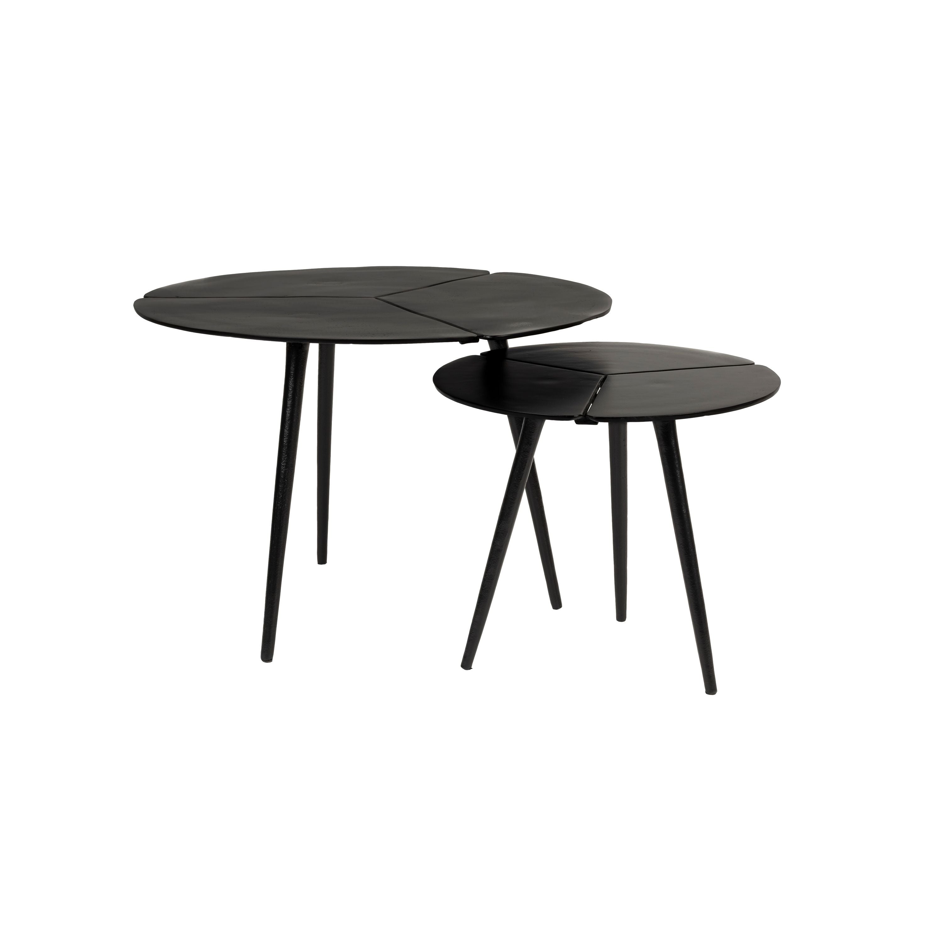 Housecraft Living Kourdeboer Bijzettafel Rond Aluminium Zwart - Set van 2