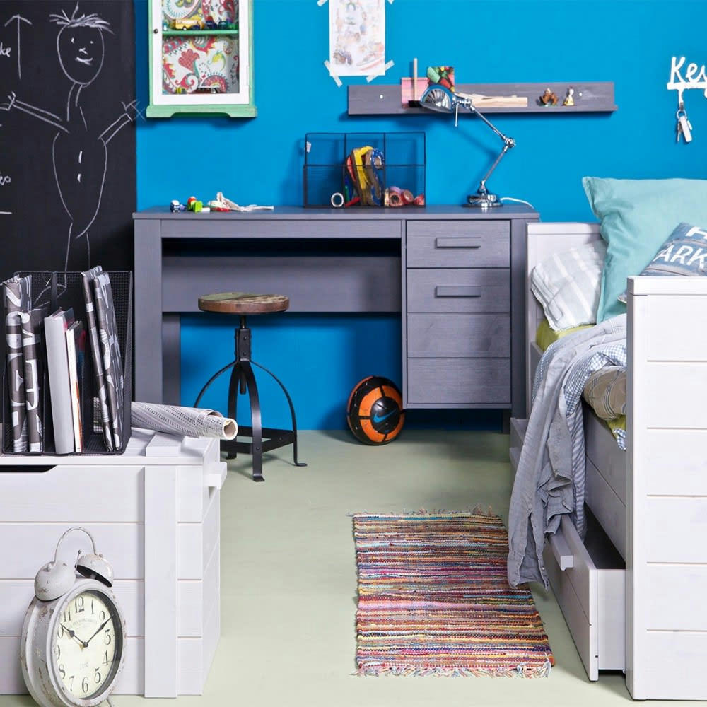 DENIS - Cadre de lit banquette en bois fsc 90x200 gris béton