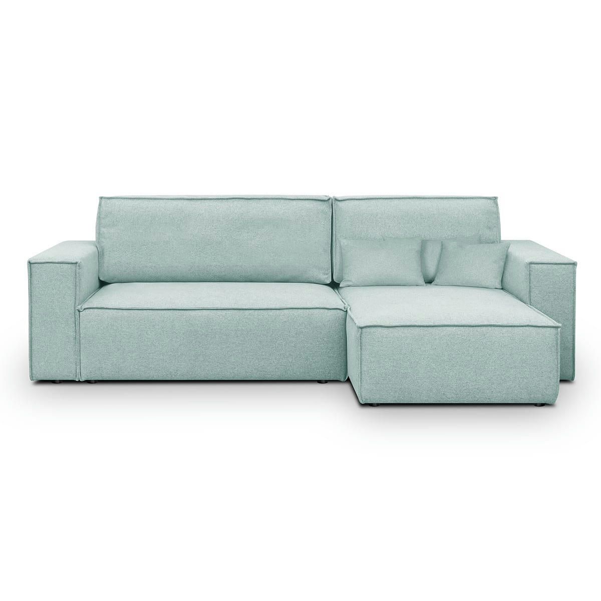 LIVIA NEW - Canapé d'angle convertible 4 places en tissu bleu pastel