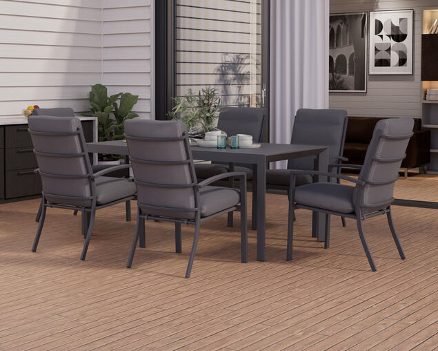 Jette 6 Seater Dining Bundle - Gunmetal Grey