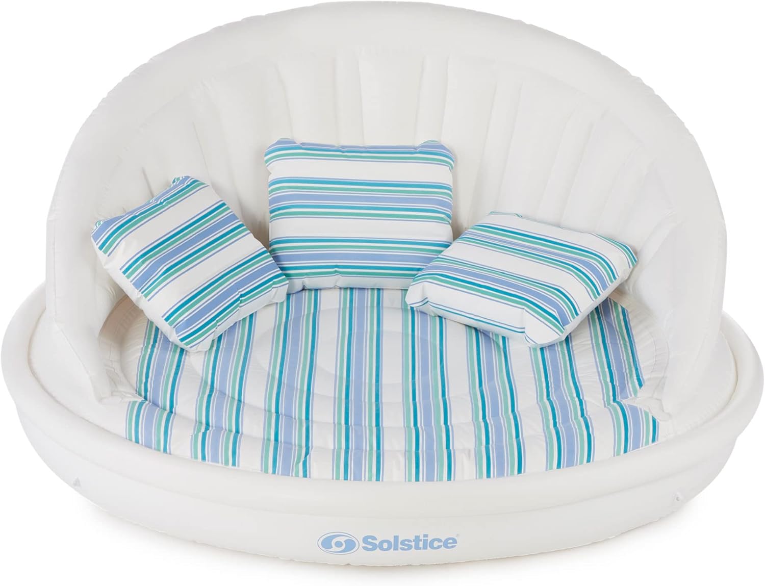 Solstice Inflatable Pool Lounger Float for Relaxation – Raft for Group Pool, Beach & Lake Use, Aqua Sofa with Pillows, White