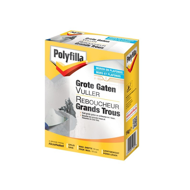 Reboucheur Grands Trous 20 - 100 mm 1 kg POLYFILLA