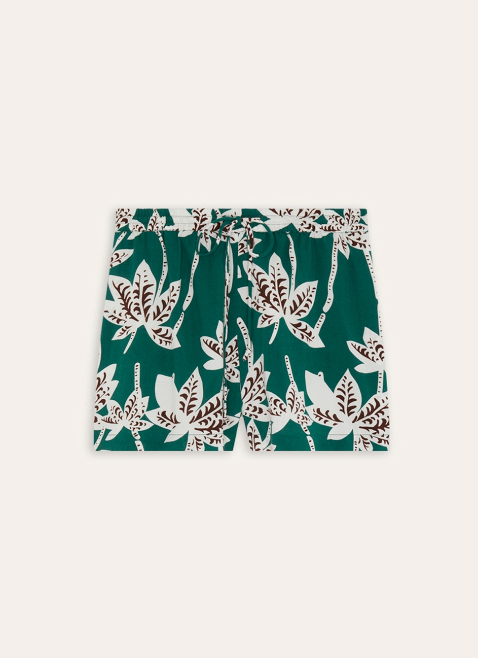 SHORT EN VISCOSE IMPRIMÉE PALMIERS vert