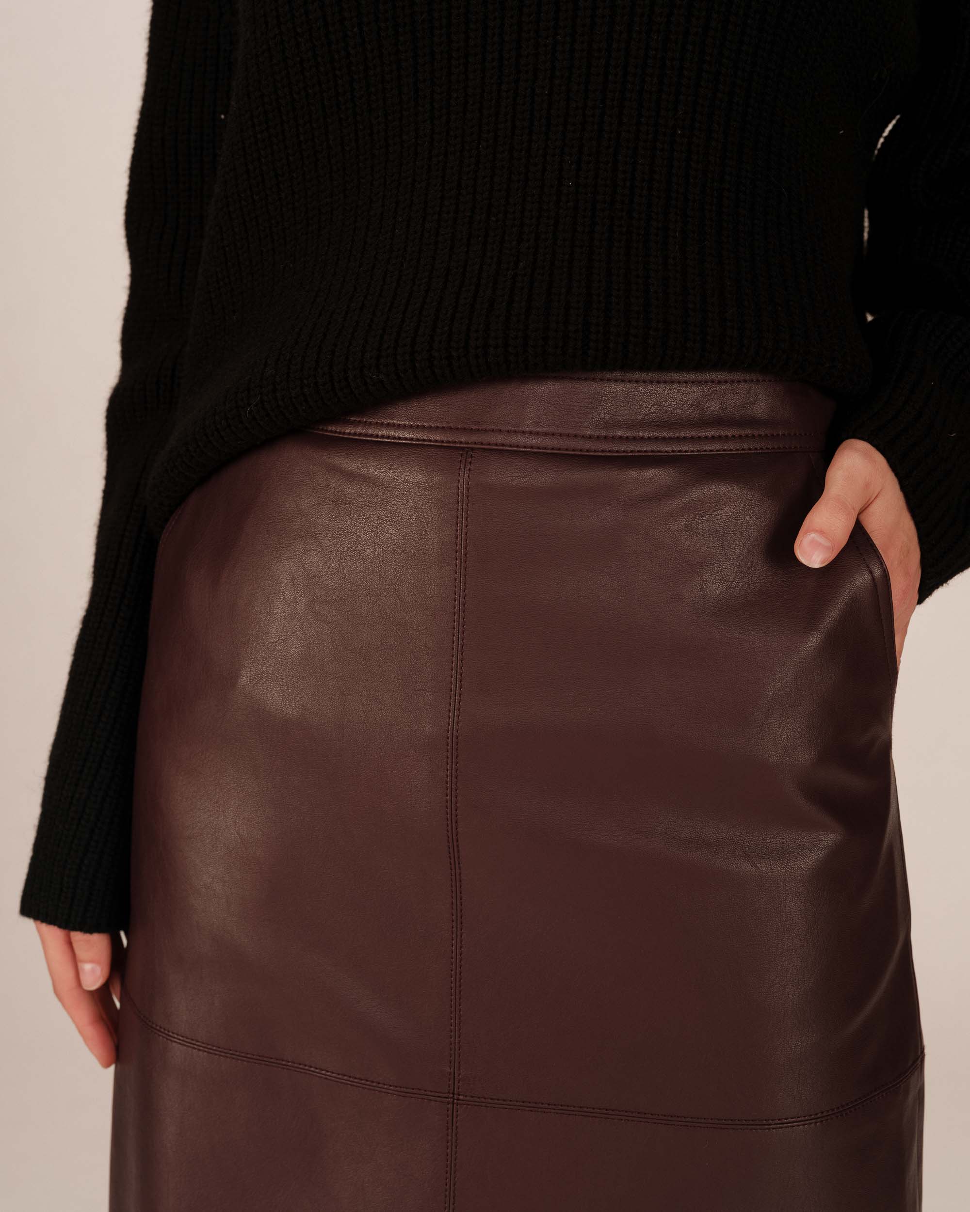 Jupe simili cuir bordeaux Sirene