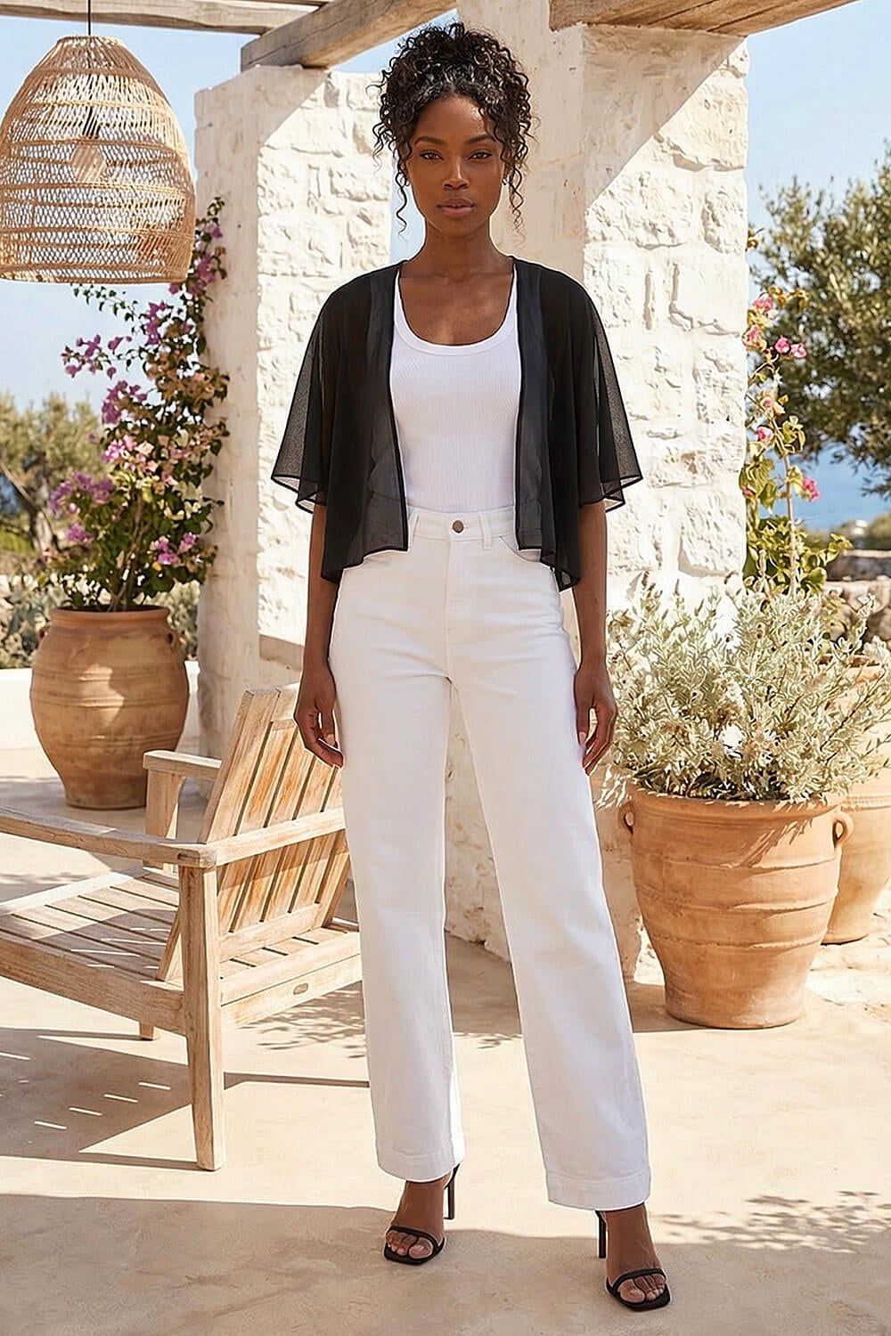 Roman Chiffon Cape Cropped Bolero