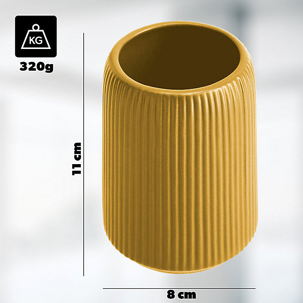 KADAX Tasse de salle de bain pour récipient à brosses à dents Organisateur en céramique jaune rond