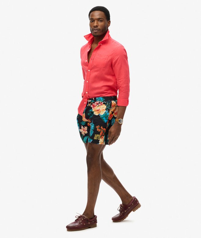 Hawaiian Print 16-Inch Swim Shorts