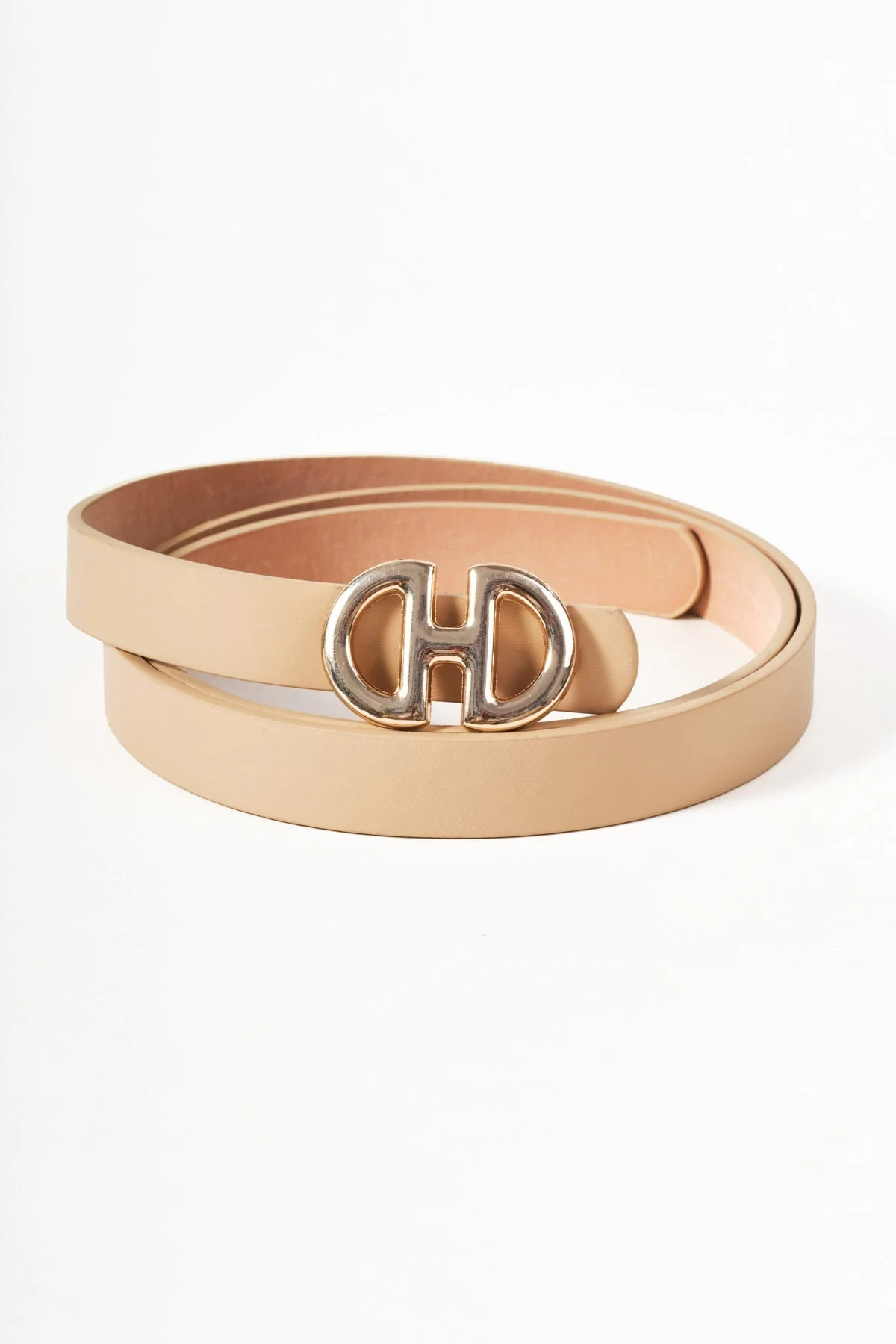 Beige Metal Link Detail Belt - Size S/M