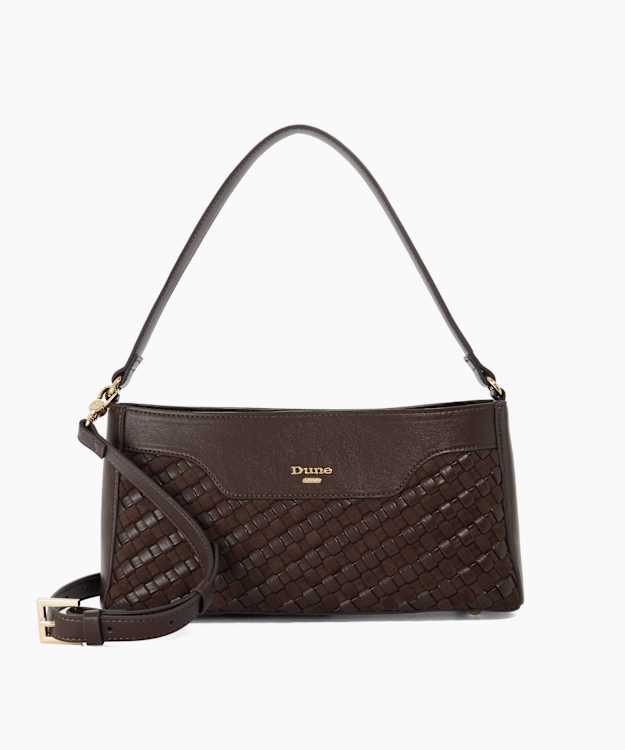 Delpheen Ew Dark Brown - Woven East-West Shoulder Bag
