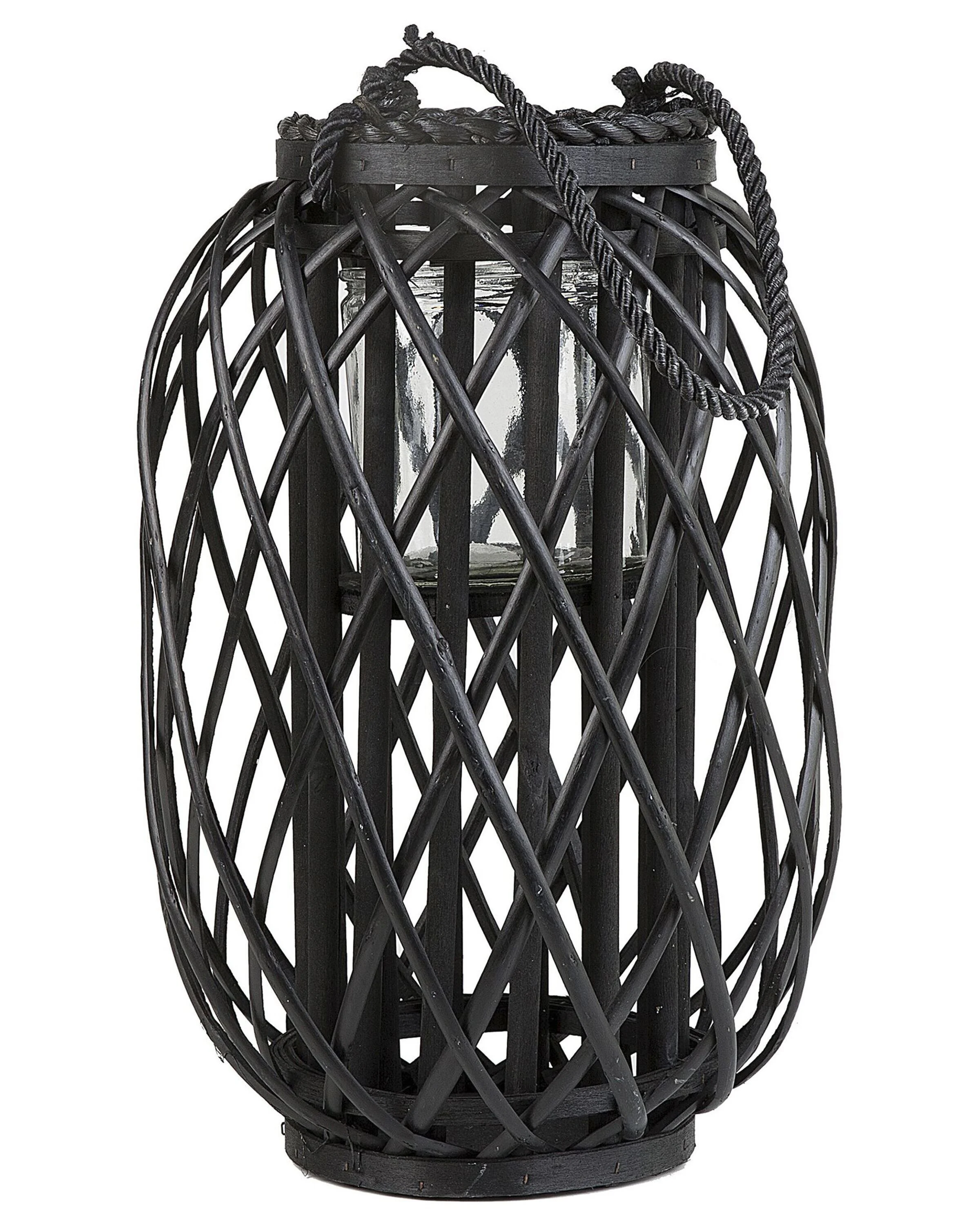 Lampion dekoracyjny latarnia drewno czarny