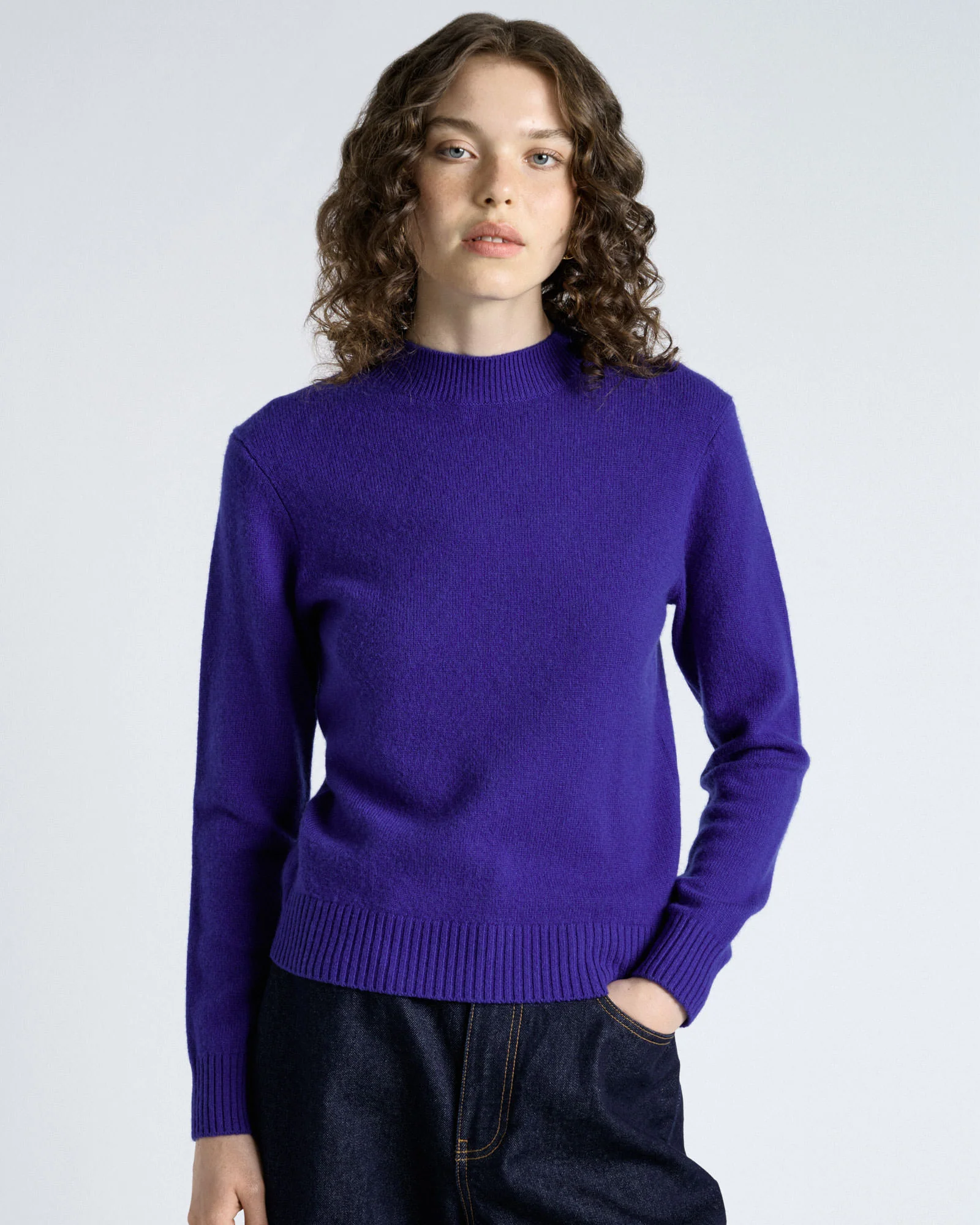 Merino Cashmere Blend Mock Neck Knit
