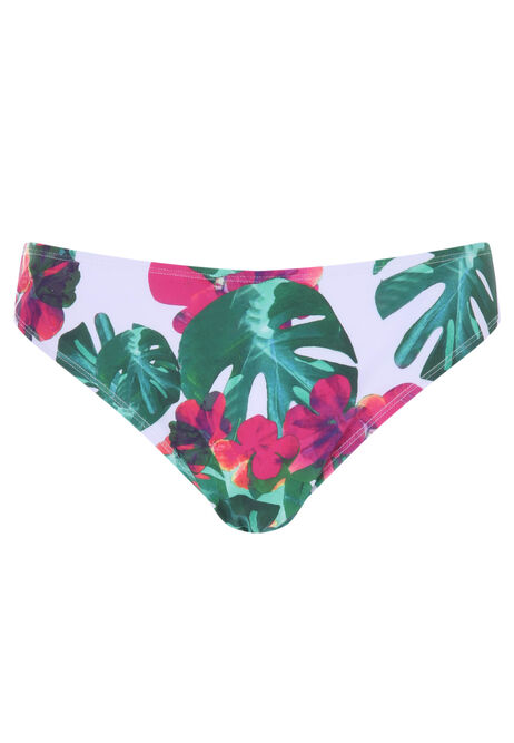 Womens White Rainforest Floral Print Print Bikini Briefs