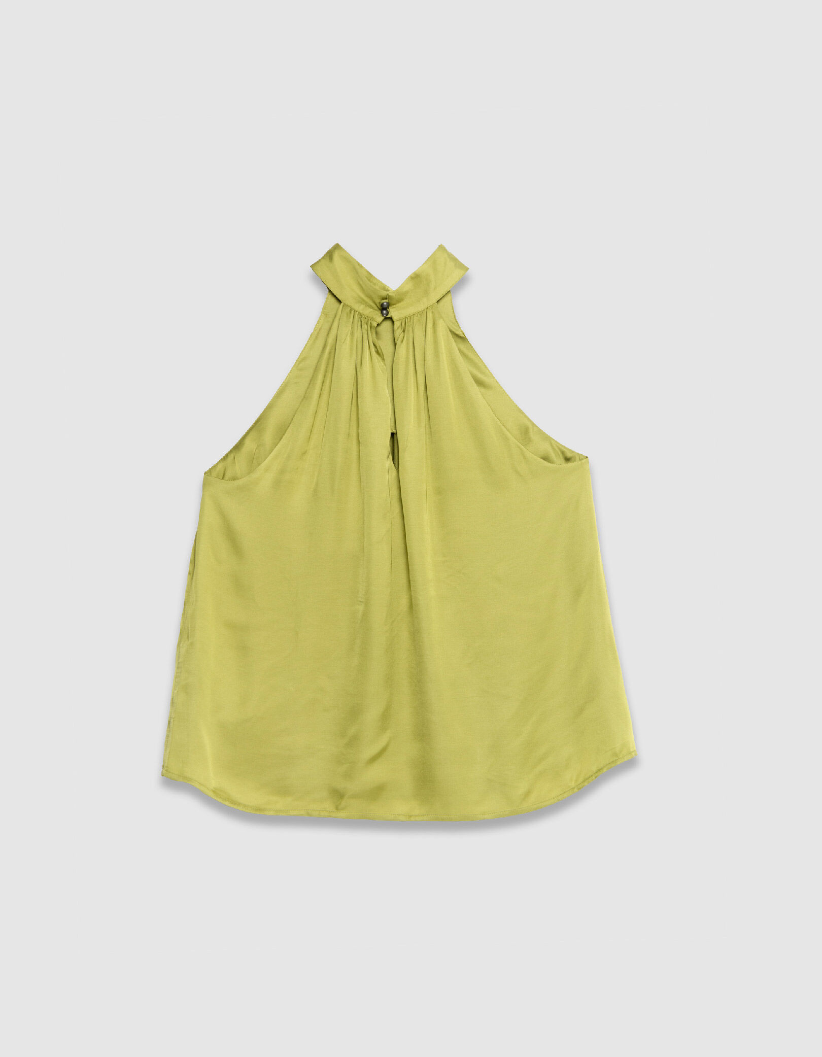 Top sans manches vert satiné Femme
