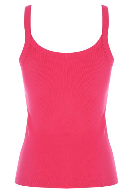 Womens Pink Ribbed Cami Vest Top