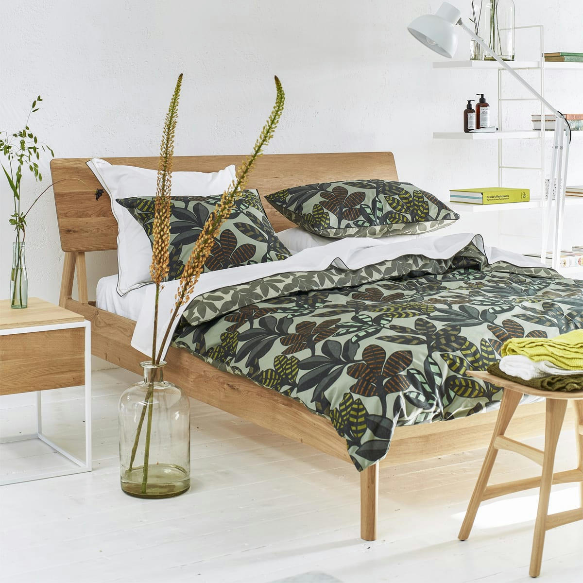 TANJORE - Housse de couette en percale de coton vert 200x200