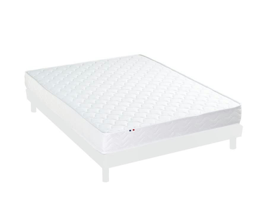 ENSEMBLE KIT INITIAL - Ensemble Matelas accueil Latex+ Sommier en Kit Blanc 160x200
