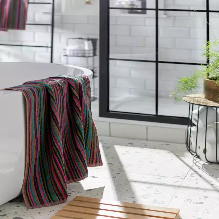 Habitat Cotton Skinny Bright Stripe Bath Towel-Multicoloured