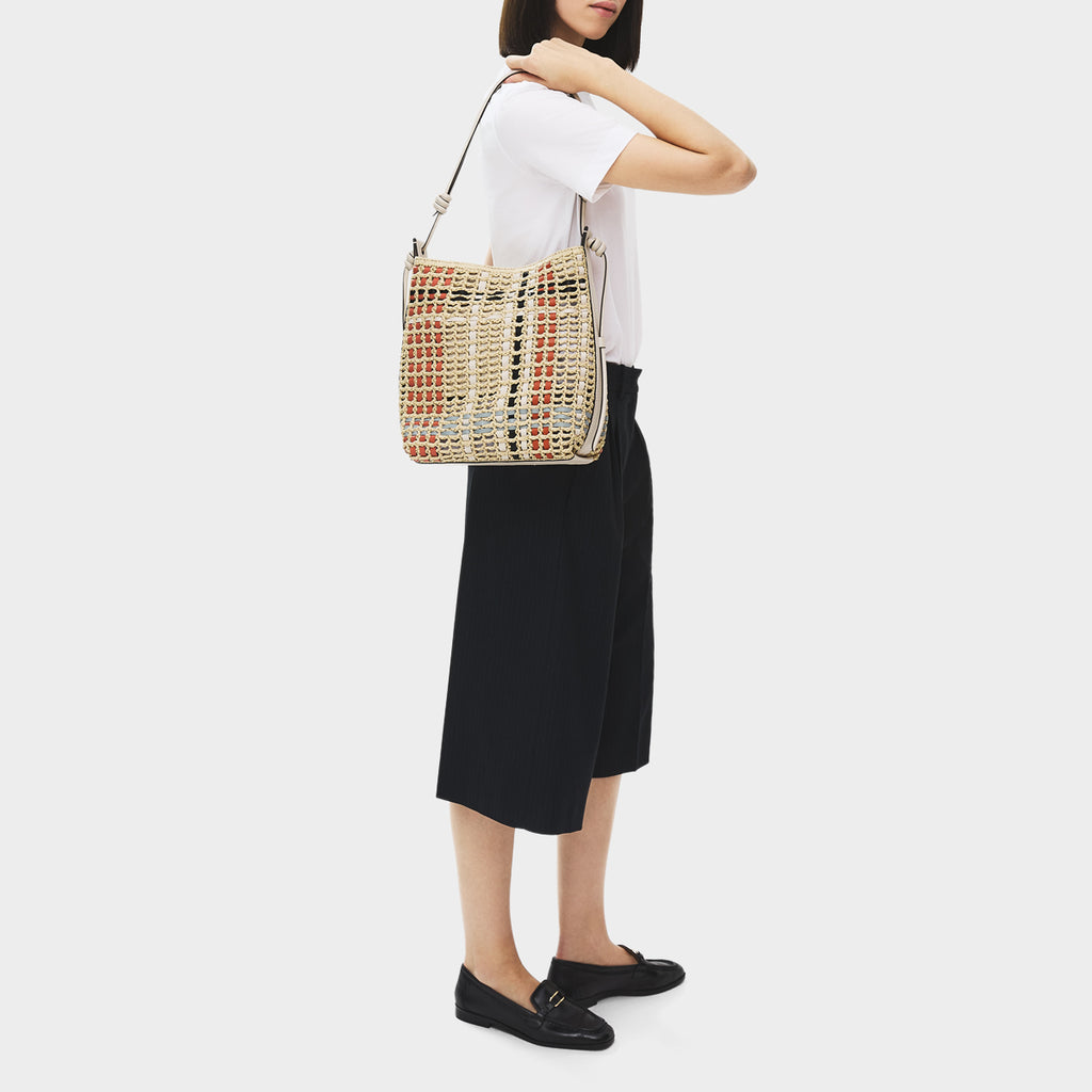 The Camden - Raffia Check - Medium Open Top Shoulder