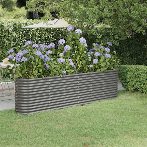 NNEVL Garden Raised Bed Powder-Coated Steel 260x40x68 cm Grey