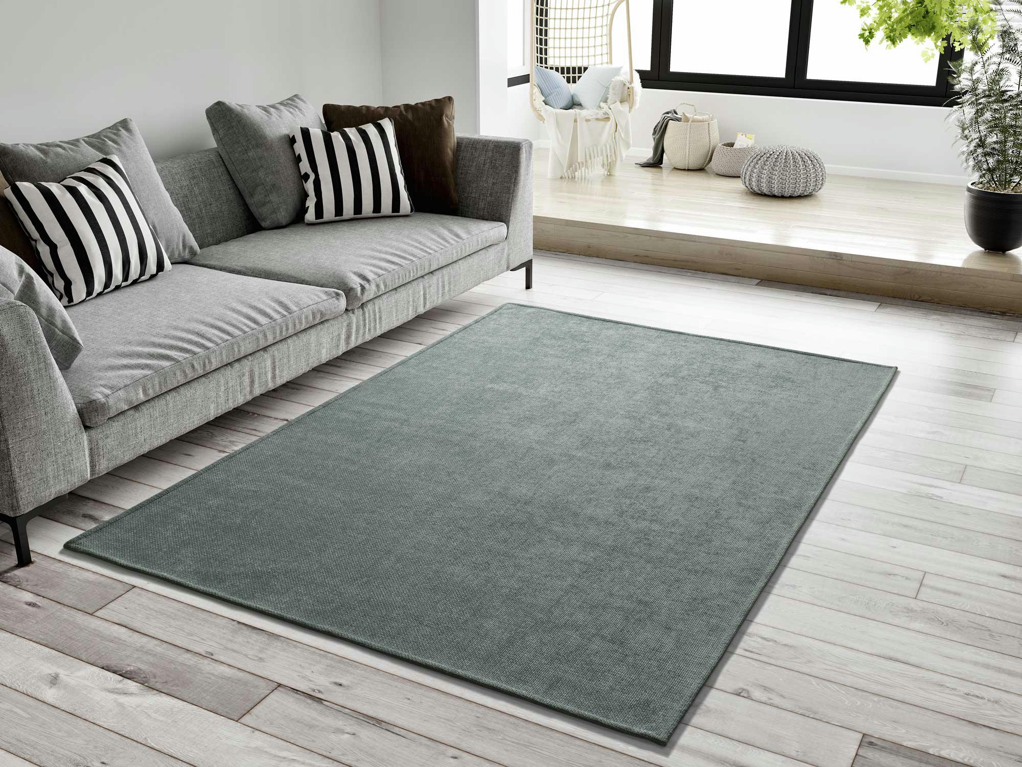 HARRIS - Tapis uni lavable vert, 060X120 cm