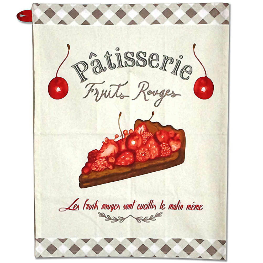 FRUITS ROUGES - Essuie mains en coton 56x60