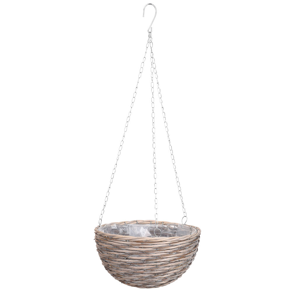 Wiszący kwietnik wiklinowy z donicą na łańcuszku 30 cm wysokość 60 cm