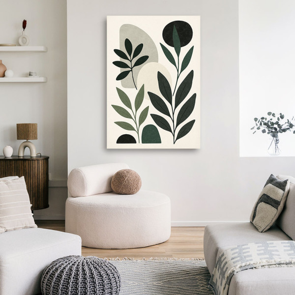 Feeby Obraz na płótnie, Liście Zieleń Minimalizm Abstrakcja 40x60