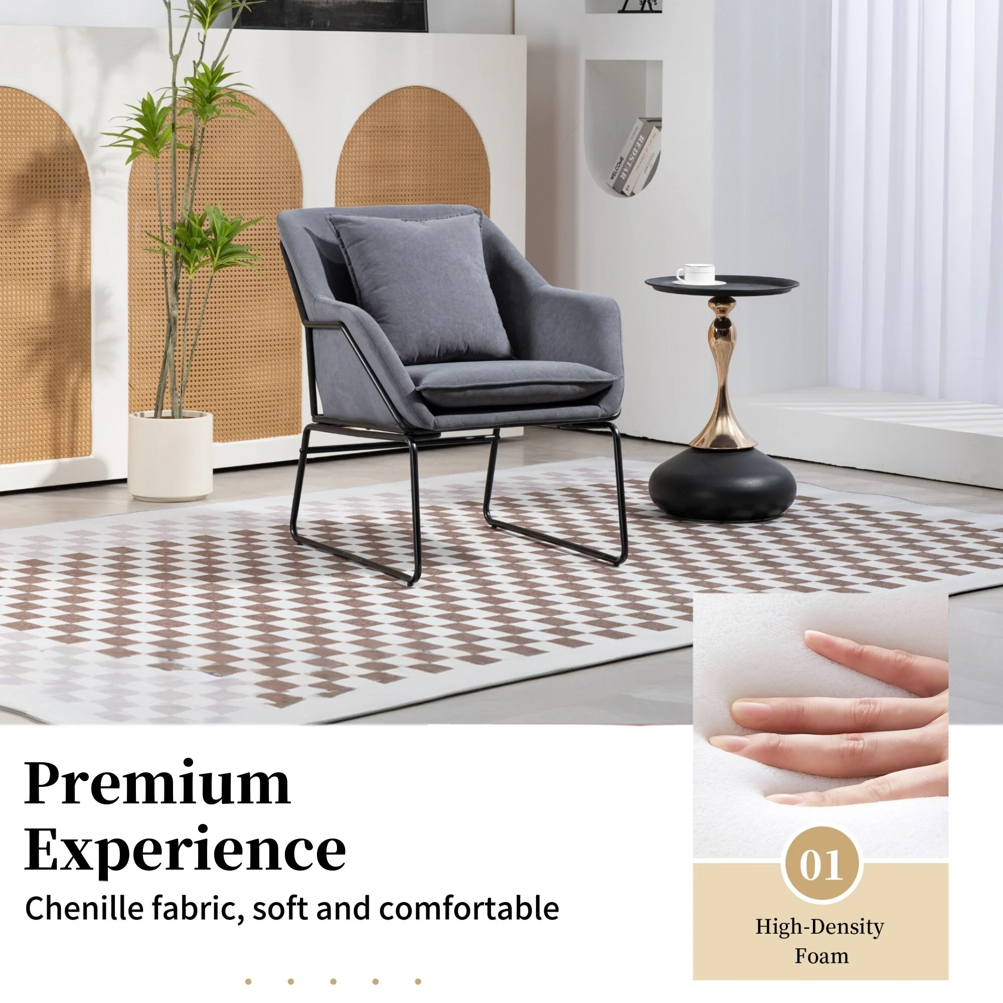 Modern 24.8 Swivel Desk Chair with Pillow